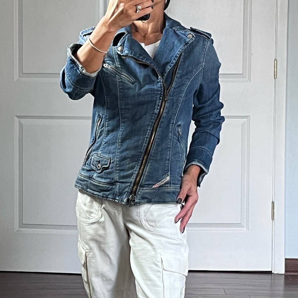 Diesel Vintage denim jeans moto biker jacket size M